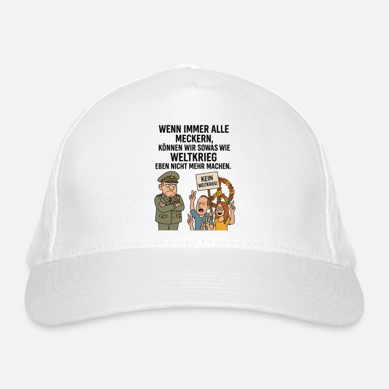 Weltkrieg? Nicht mit uns! – Satirischer Protest Bio-Baseballkappe