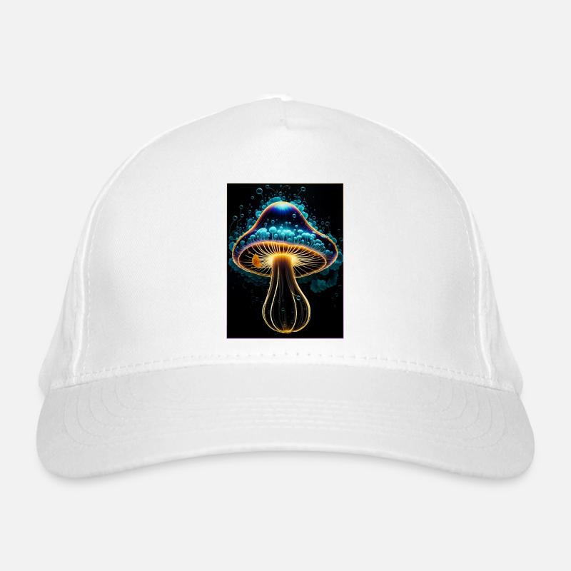 Glowing Mushroom - Organic Baseball Cap - white