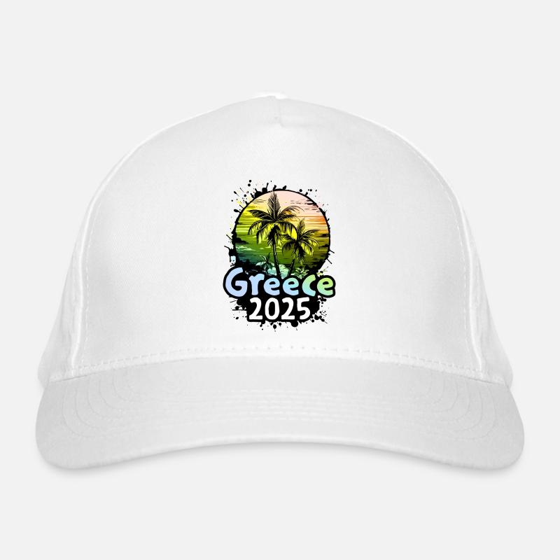 Greece 2025 Holiday Palm Trees Organic Baseball Cap