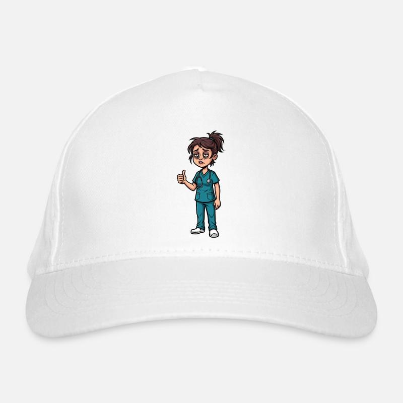 Night duty heroine with dark circles under the eyes Organic Baseball Cap