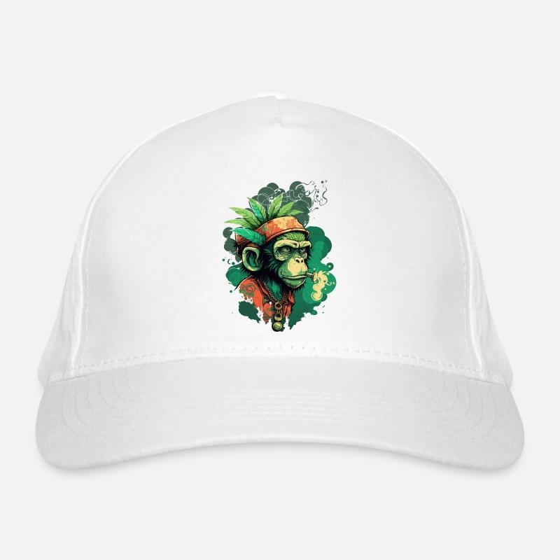 Tête de gorille verte avec ruban de feuille Casquette classique bio