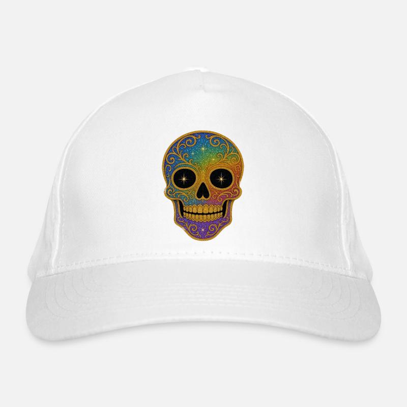 Rainbow Glitter Sugar Skull Organic Baseball Cap