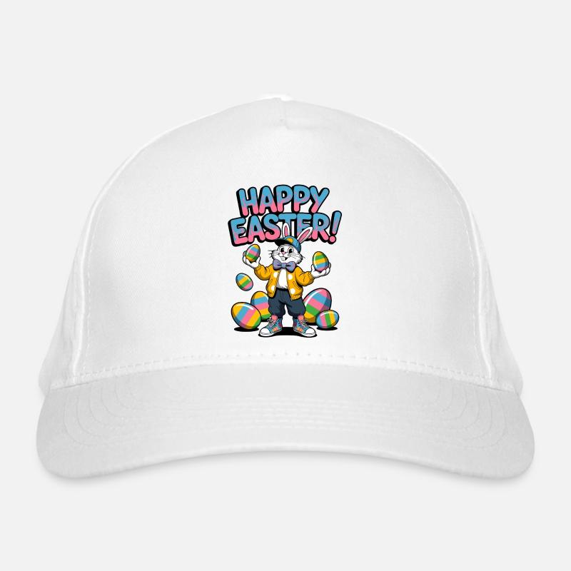 Happy Easter bunny with colorful eggs Organic Baseball Cap
