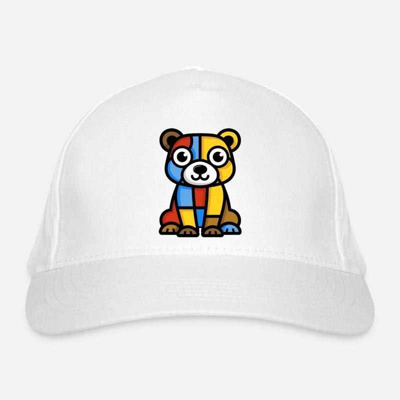 Image colorée et stylisée d’un ours Casquette classique bio
