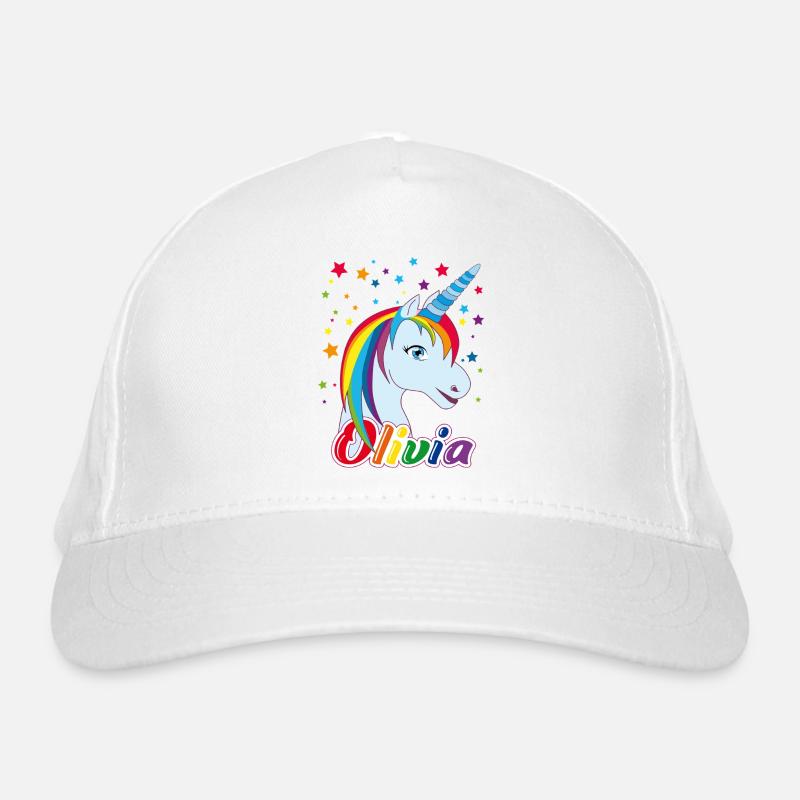 Unicorn Olivia Rainbow Organic Baseball Cap
