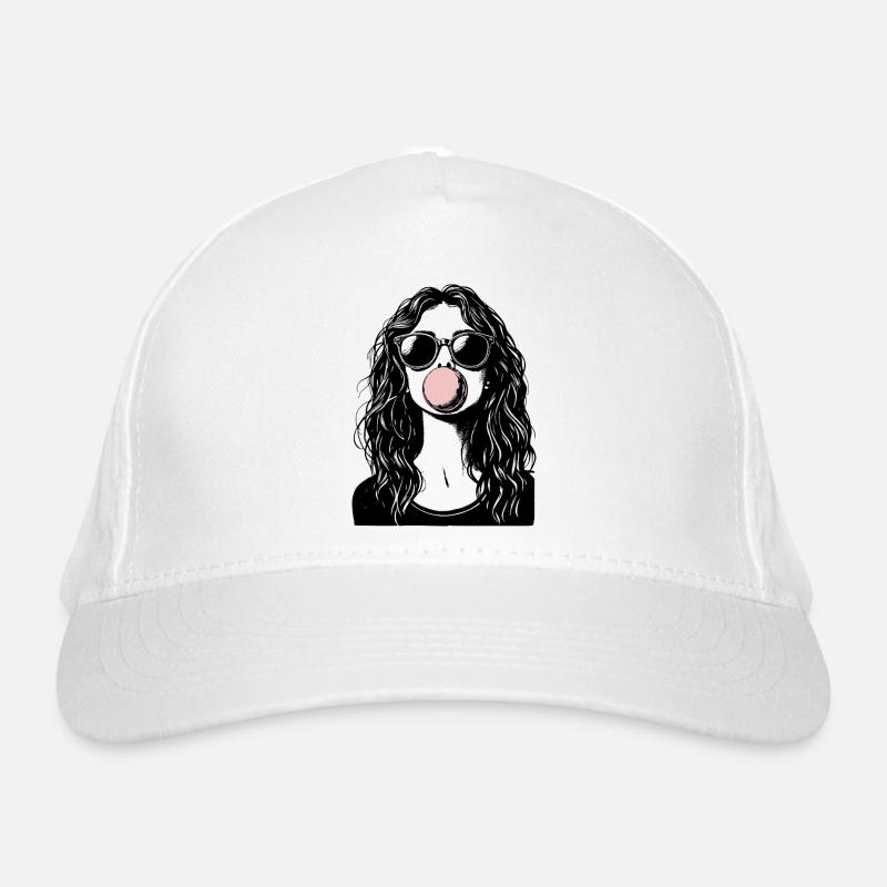 Cooles Mädchen bläst Kaugummi Bio-Baseballkappe