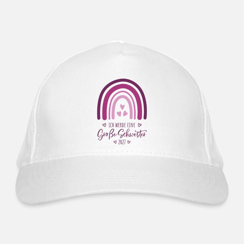 Ich werde eine Große Schwester 2027 Regenbogen Bio-Baseballkappe