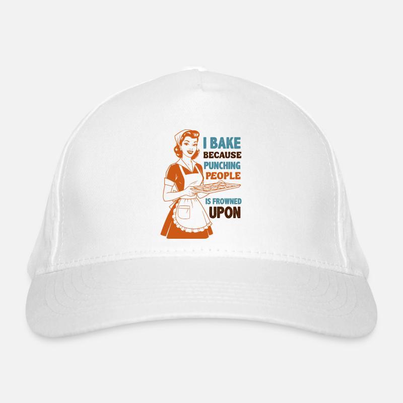 Backenwitz Retro Küchenspruch Backen statt schlage Bio-Baseballkappe
