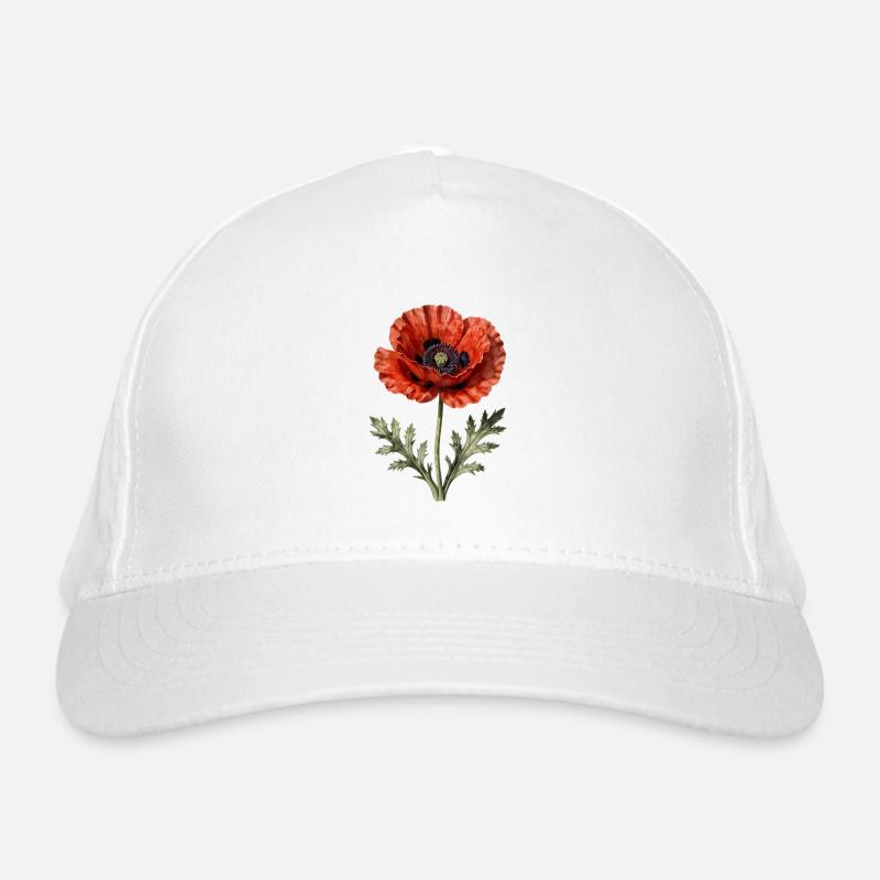 Coquelicot Pavot rouge Casquette classique bio