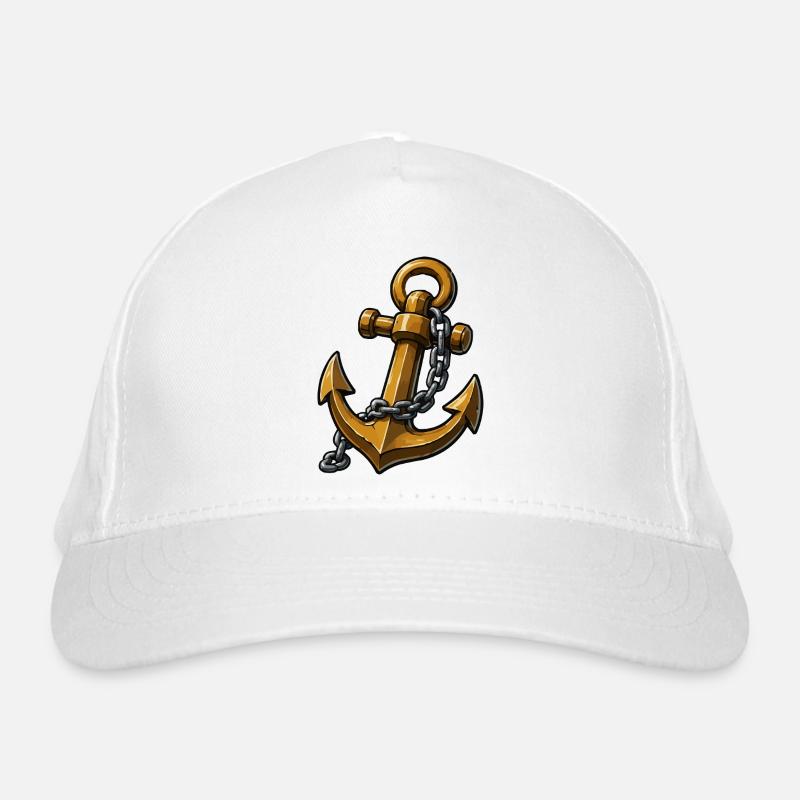 Klassischer Anker mit Kette Nautik Stil Bio-Baseballkappe