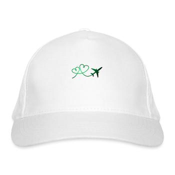 Airplane aviator with heart - Organic Baseball Cap - white - Front