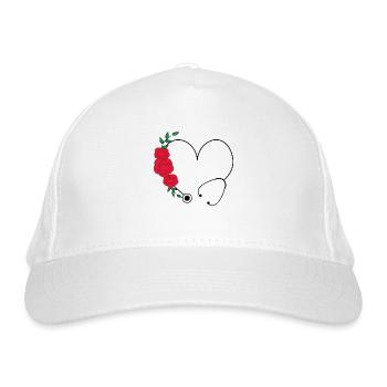 Floral Stethoscope Nurse - Organic Baseball Cap - white - Front