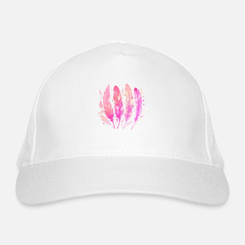 4 Feathers, Bird Feathers, Native Americans, Patterns - Organic Baseball Cap - white