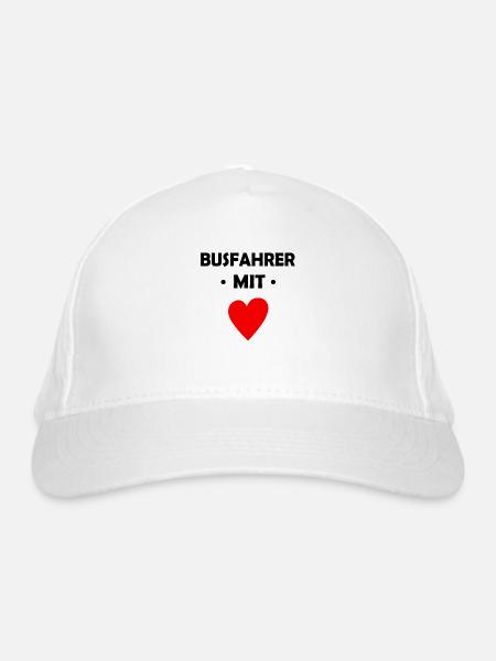 Busfahrer mit Herz - Bus - Omnibus - Bio-Baseballkappe - Weiß