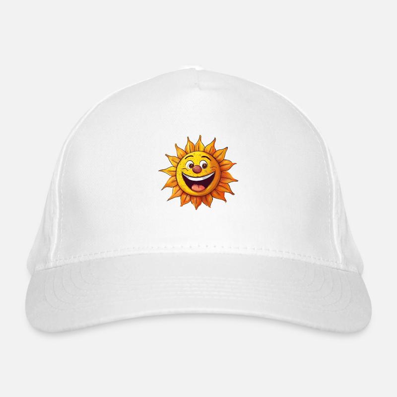 Laughing sun with face Organic Baseball Cap