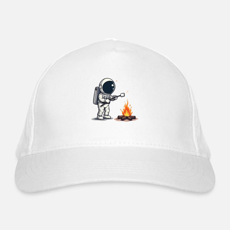 Astronaut röstet Marshmallow am Lagerfeuer Bio-Baseballkappe