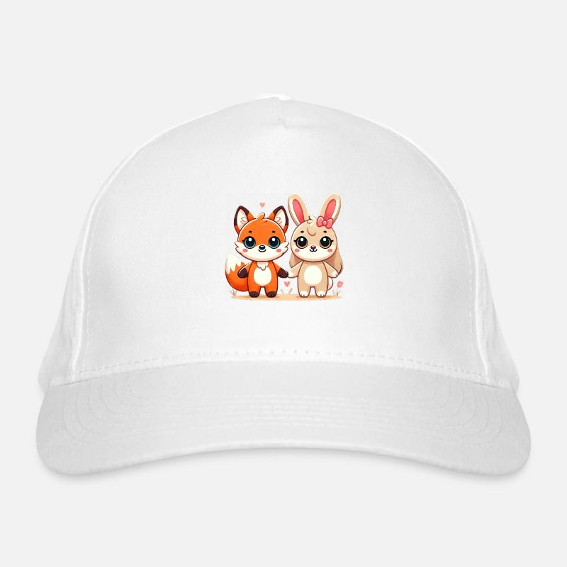 Fox And Rabbit Friends Holding Hands Bio-Baseballkappe