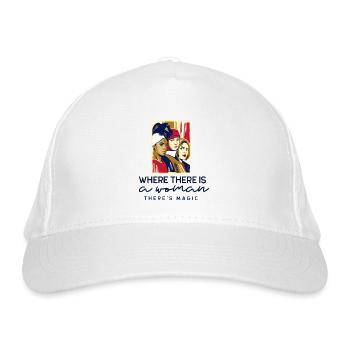 where there is a woman there is magic Shirt - Organic Baseball Cap - white - Front