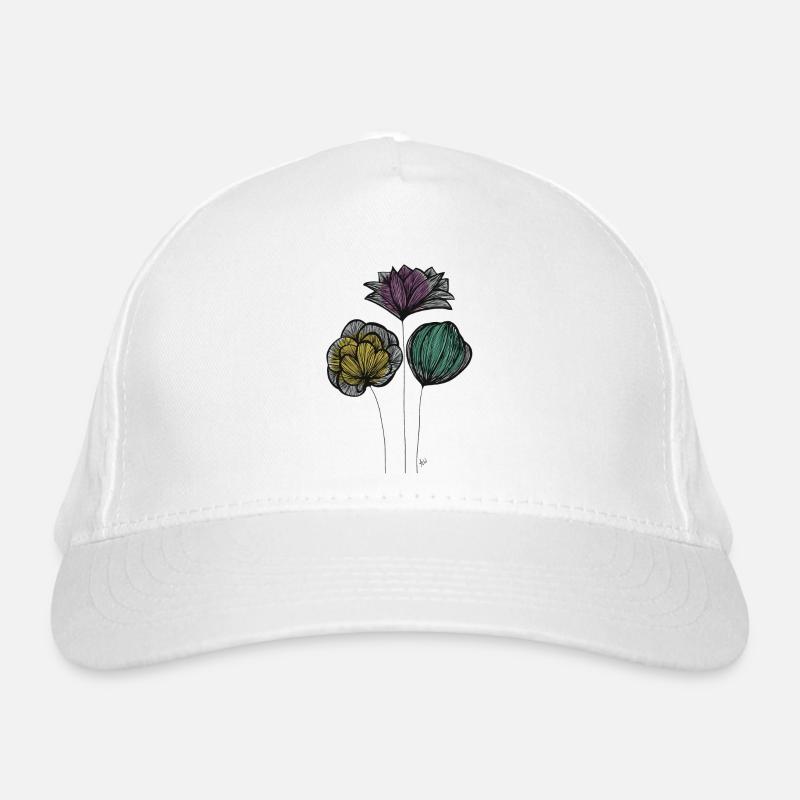 Abstrait Fine Line Fleurs Colorées Casquette classique bio