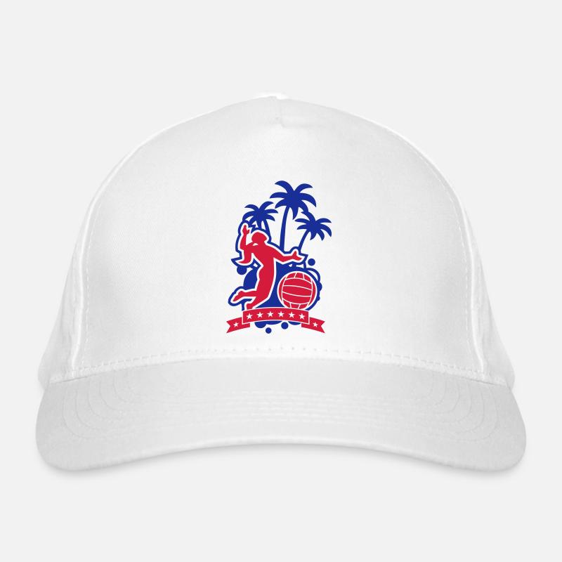 Beach volleyball (player & palm trees) Organic Baseball Cap