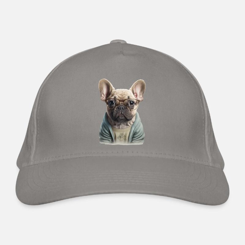 bébé bouledogue mignon avec des lunettes Casquette classique bio