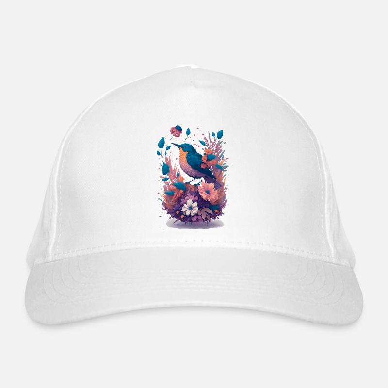 Oiseaux dans un bouquet de fleurs Casquette classique bio