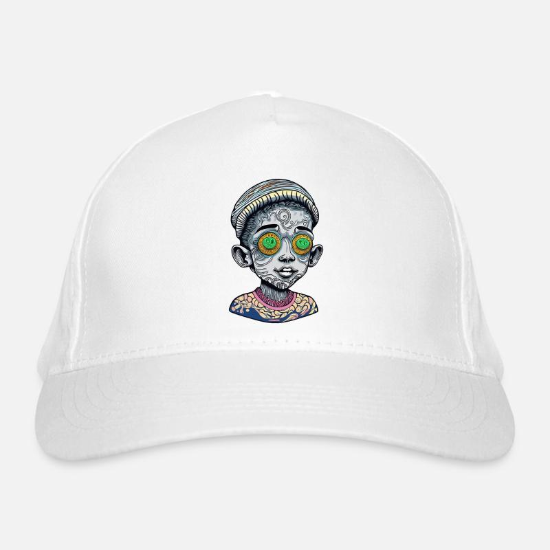 Visage d’enfant de couleur psychédélique avec étrange et profond Casquette classique bio
