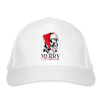 Santa Australian Shepherd Merry Christmas Wilsigns - Bio-Baseballkappe - Weiß - Vorne