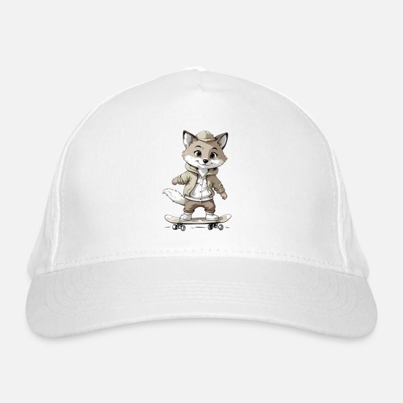 kleiner Fuchs Skateboarder Skateboard Bio-Baseballkappe