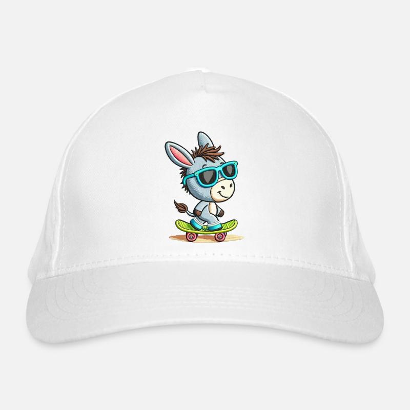 Coole Skater-Esel-T-Shirt Bio-Baseballkappe