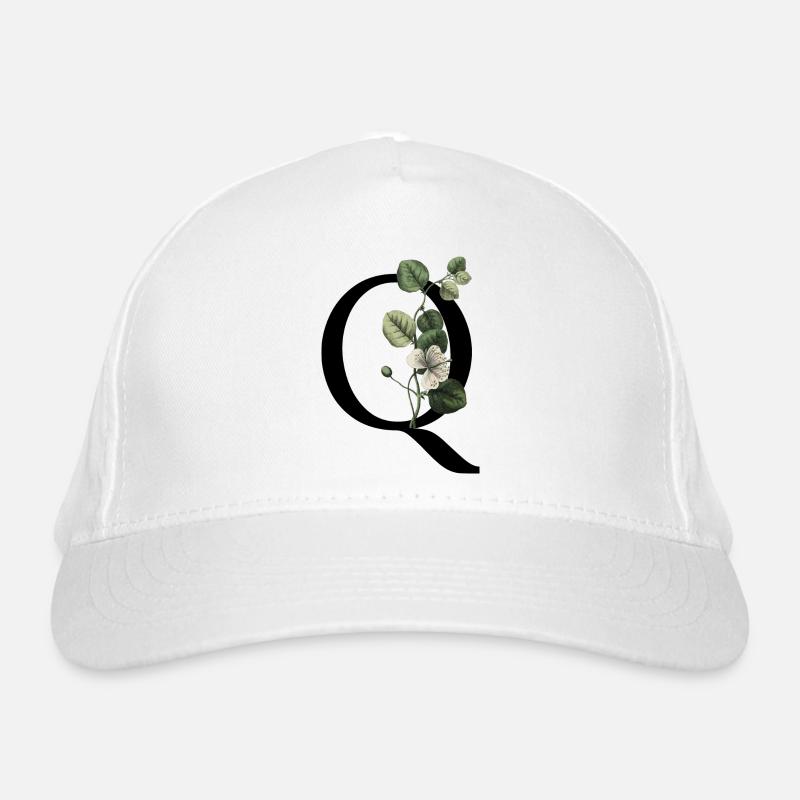 Letter Q Botanical Green Organic Baseball Cap