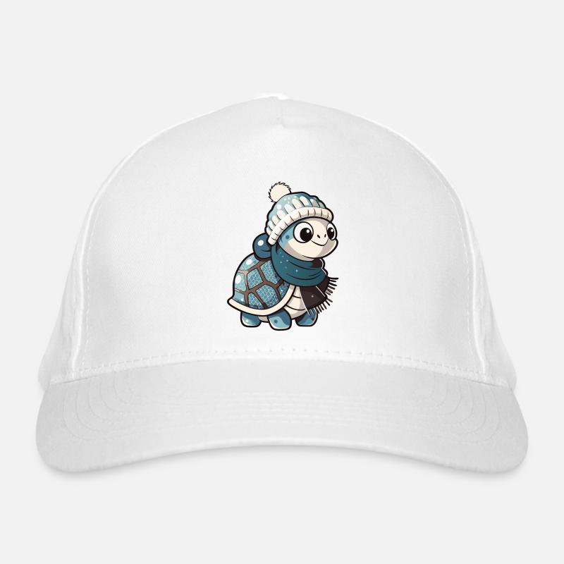 Cute turtle with scarf and bobble hat. Organic Baseball Cap