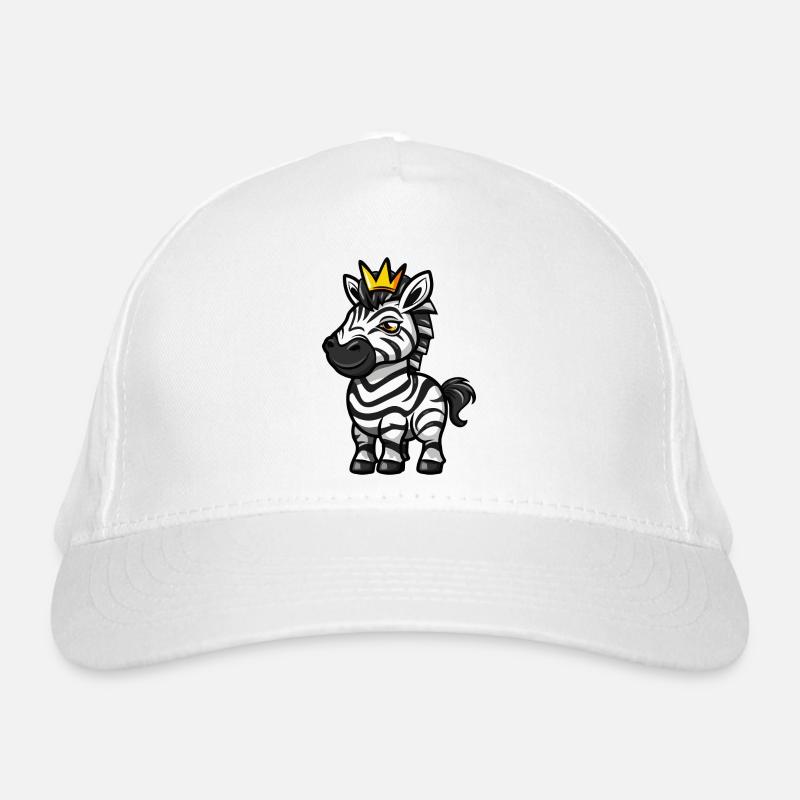 Zebra Cartoon Crown - Organic Baseball Cap - white