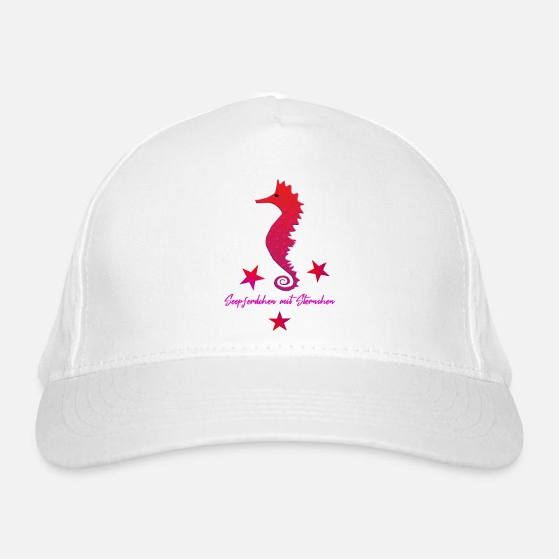 rotes Seepferd mit Sternchen Bio-Baseballkappe