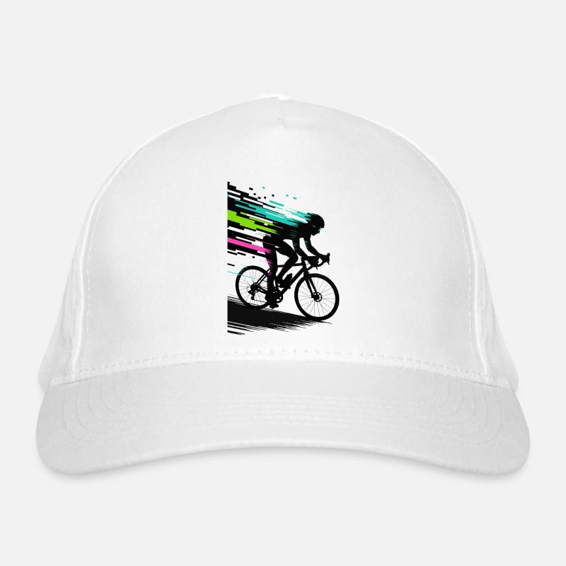 Glitch Pixel Cyclist – Digitale Speed Art Bio-Baseballkappe