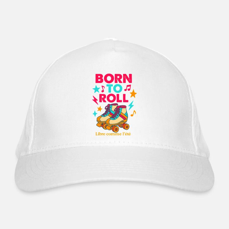 Skateboard and retro musical pattern Organic Baseball Cap