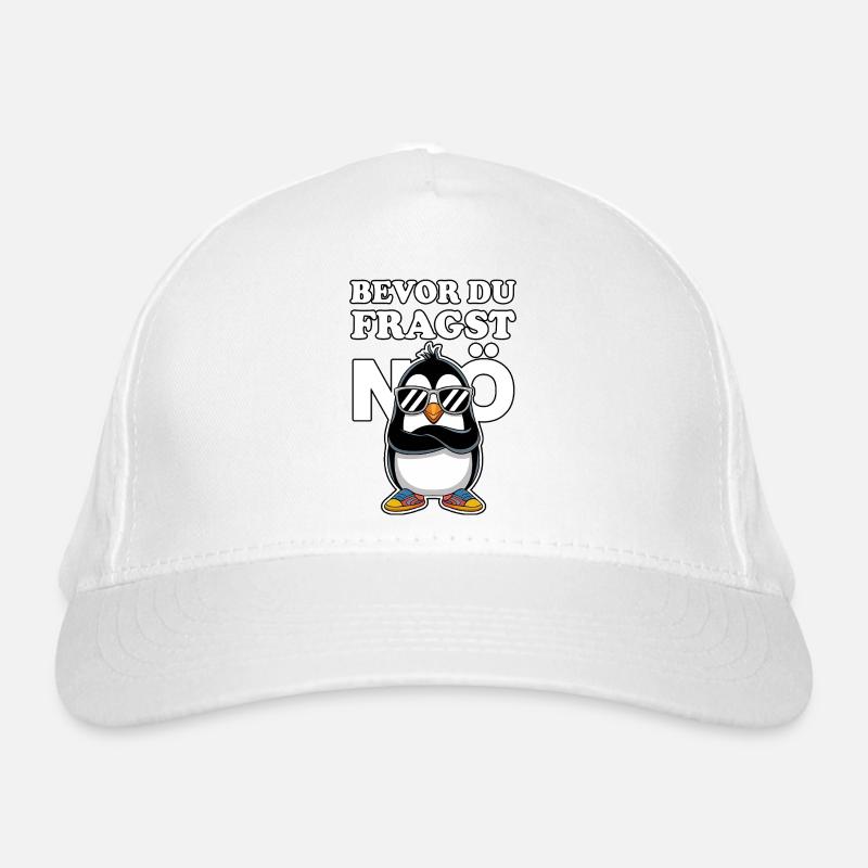 Bevor du fragst – Nö! Pinguin mit Haltung Bio-Baseballkappe
