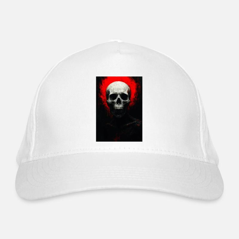 Skull in Red Ember Organic Baseball Cap