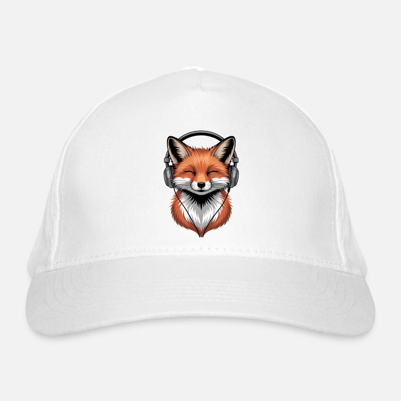Fuchs mit Kopfhörern Bio-Baseballkappe