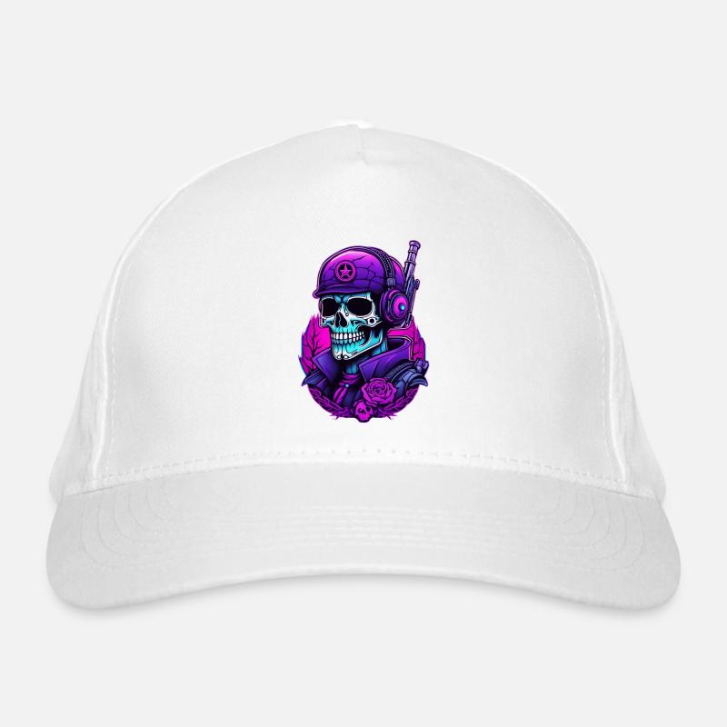 Skull Krieger mit Tarnhelm und Rosen Bio-Baseballkappe