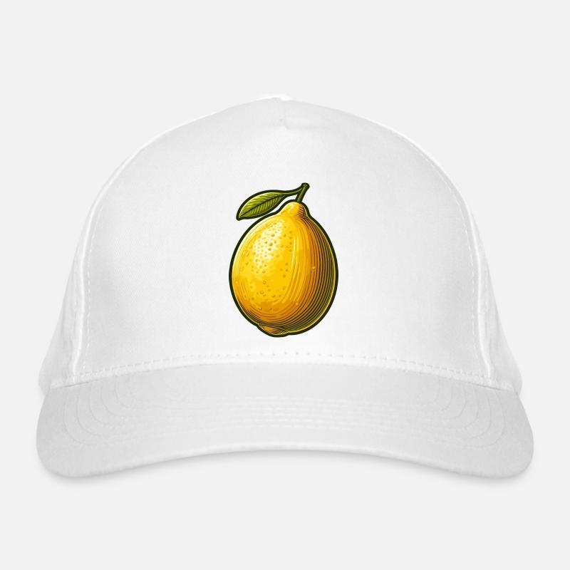 Vibrant retro graphic lemon Organic Baseball Cap