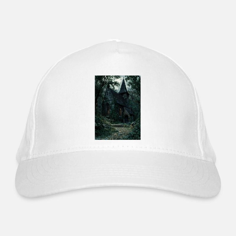 Moonlit Forest Chapel Organic Baseball Cap