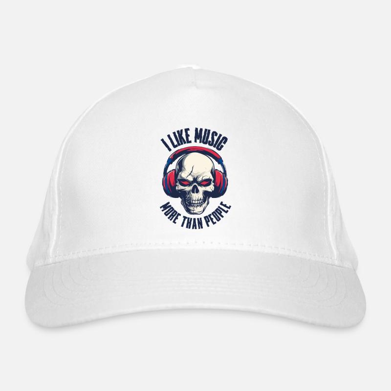 Skull mit Kopfhörer Musikmotiv Bio-Baseballkappe