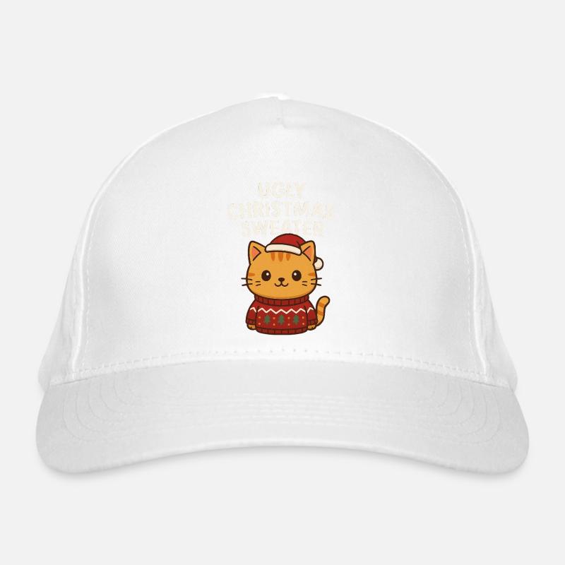 Pull de Noël moche pour chat - Casquette classique bio - blanc