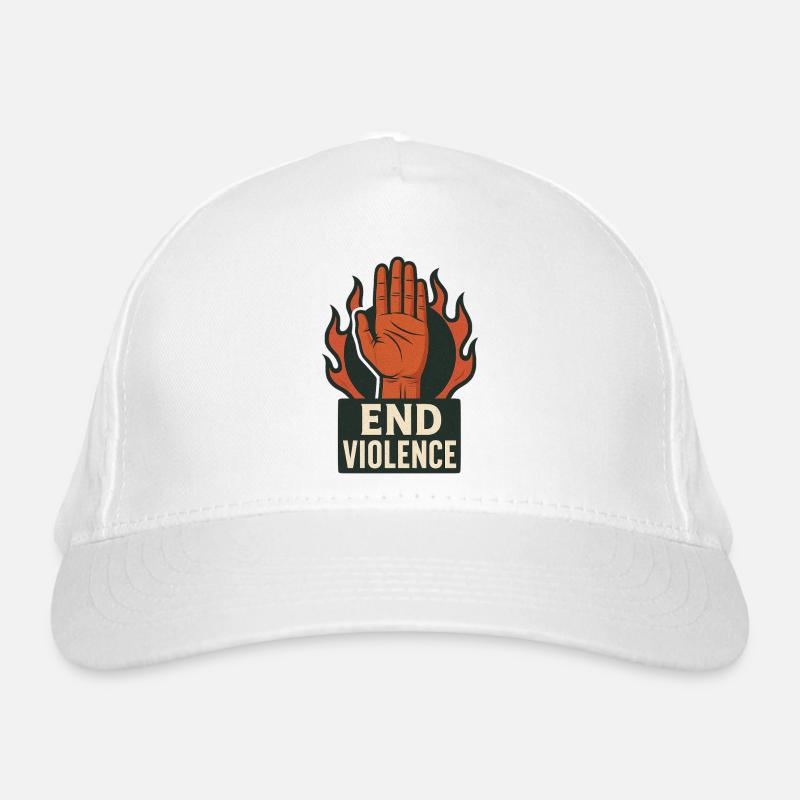 Flaming hand against violence Organic Baseball Cap