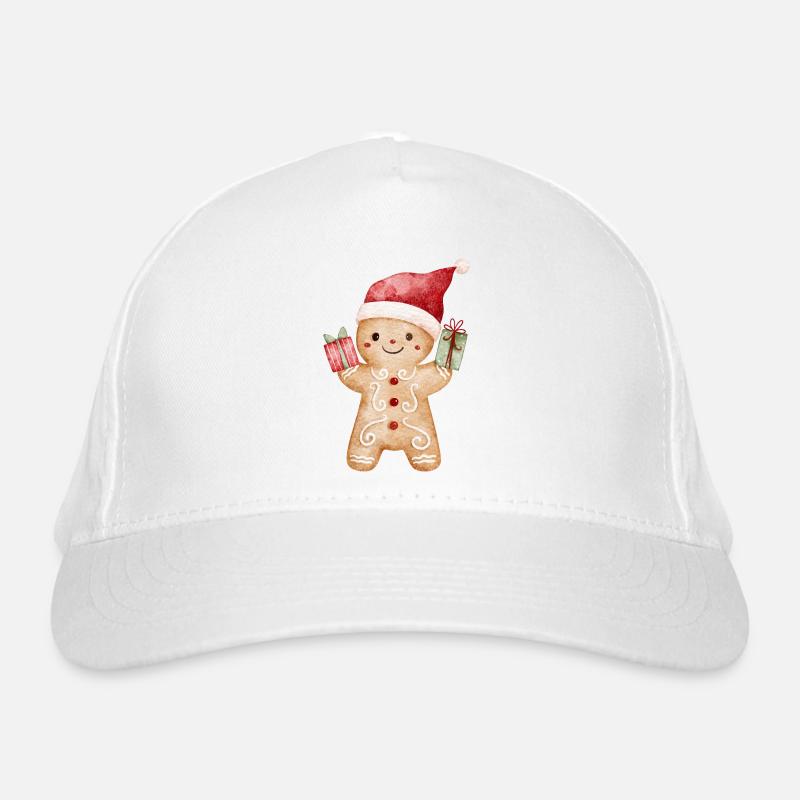Lebkuchenmann mit Geschenken Bio-Baseballkappe