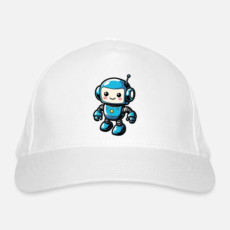 Blauer Roboterfreund Sticker Bio-Baseballkappe