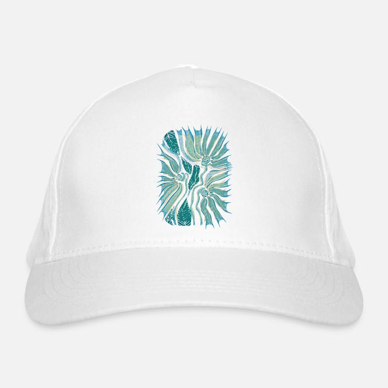 Tropical Abstract Bloom in Teal Organic Baseball Cap