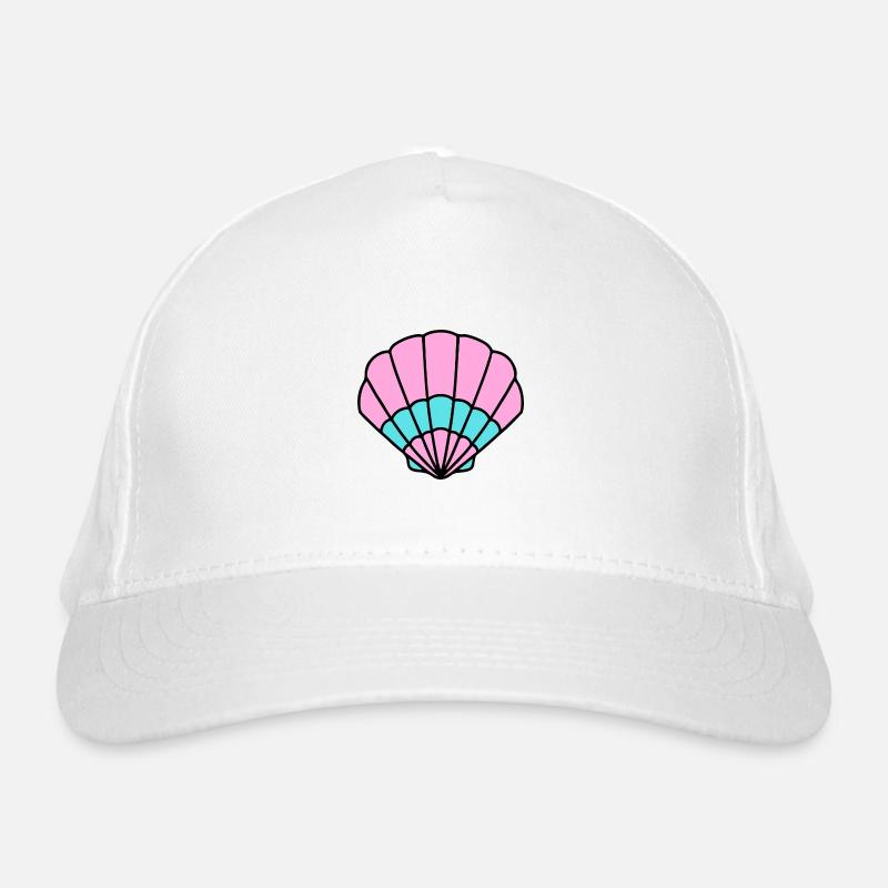 Shell pink turquoise - maritim Comic-Design - Organic Baseball Cap - white