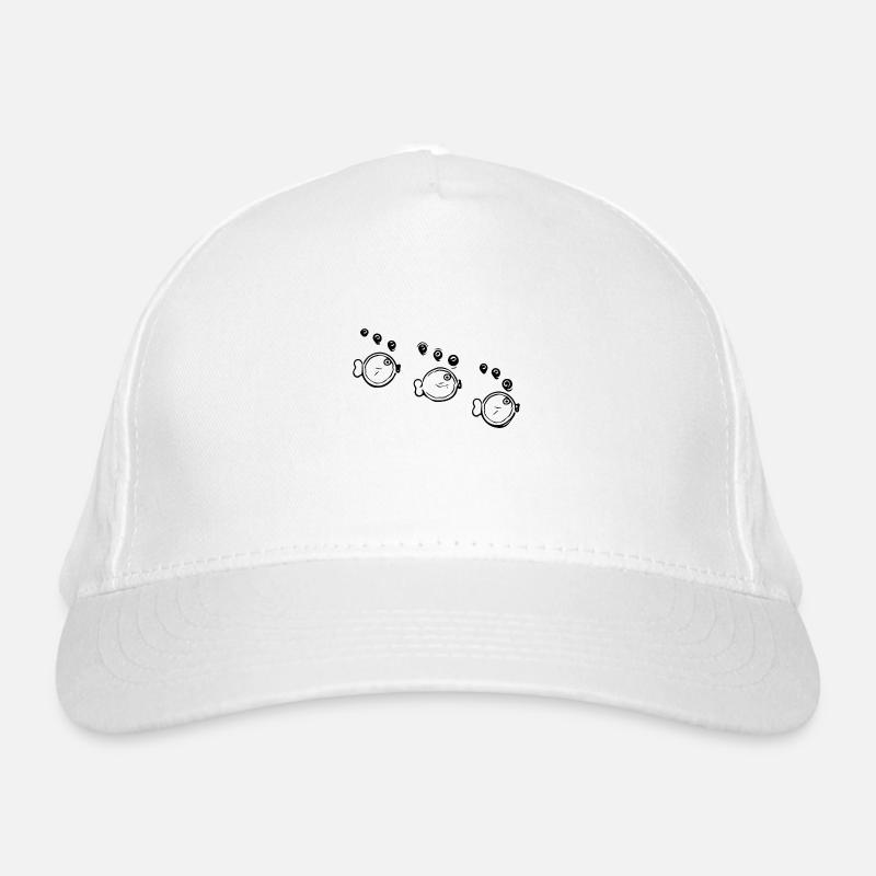 Three funny schooling fish in formation Organic Baseball Cap